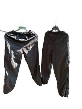 Military IPFU Nylon Pants Black Medium Regular Light Elastic Waist Zippered Legs